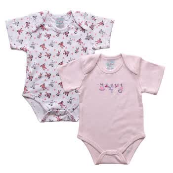 爱高玛 Acousma 2012新款婴儿连身衣 宝宝短袖三角爬服两件装 B008 浅粉红 80码