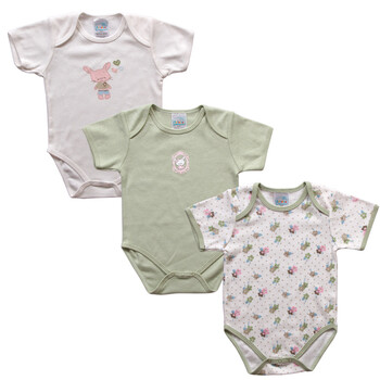 爱高玛 Acousma 2012新款婴儿连身衣 宝宝短袖三角爬服三件装 B4044 绿色 62码