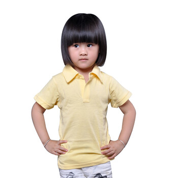 维妮 VINEY 新款夏装儿童翻领一粒扣珠地棉舒爽透气高织T恤polo衫短袖72021 黄色 110