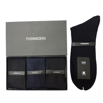 FiveNineZero(590)男式高档绅士桑蚕丝袜 男袜子 3双礼盒装 颜色随机 号型25-27