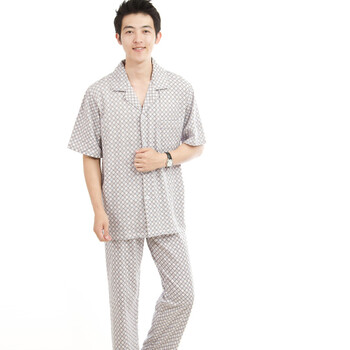 派邦奴 春夏男士纯棉针织时尚格子短袖家居服套装/礼盒 2221 灰色 XXL