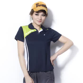 帕兰朵女舒适透气翻领夏装短袖T恤运动服休闲晨练健身服女装 蓝色 XXL