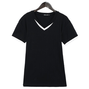 AMH 韩国2012新款夏装男装韩版修身V领短袖T恤NR2112 黑色 180/96A XL