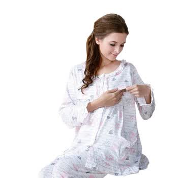 春夏新款孕妇装 哺乳睡衣 月子服 孕妇睡衣 喂奶衣【雅孕-BE64】 白色 XL