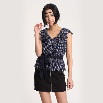 SHOPING PLAN 2012夏装 新款荷叶领衬衫 29010 黑色 L
