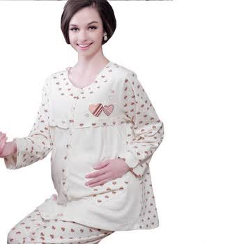雅孕孕妇睡衣 孕妇家居服 月子服哺乳睡衣 D501 特价 米黄色 XL