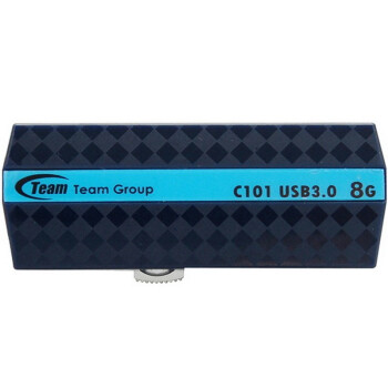 十铨科技（Team）USB3.0 C101 菱格纹雕花无帽盖 8GB U盘 蓝黑