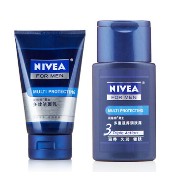 NIVEA妮维雅男士多效洁面乳100ml+男士多重滋养润肤露75g两件套装