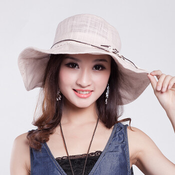 touch yf951-1 花边大木扣遮阳帽子 夏季女韩版潮太阳帽 浅灰色 M(56-58cm)