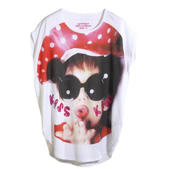 Giordano佐丹奴 T恤 女时尚烫钻涂鸦字母Big Tee 01391054 发白的杏仁色 M