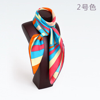 宝石蝶品牌真丝绸围巾100%桑蚕丝丝巾空调披肩真丝大方巾几何乐趣 2号色