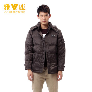 雅鹿 男 简单大方中长款 羽绒服 ^@^YL60570 深黑咖 185/XXXL