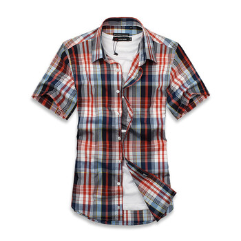 【布衣传说】2012夏装新品 纯棉时尚格子短袖衬衫 男 13色 NDC035 7号色 XXL
