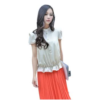 可绿尔 韩版时尚靓丽最新款白领雪纺衬衫 Kj 6061# 米色 L