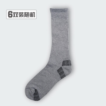 invacoo 男士全涤纶长橡筋全毛圈运动袜 吸湿排汗袜 运动男袜 6双装 均码 颜色随机