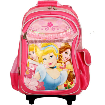 Disney 迪士尼公主小学生拉杆书包PB8074A-粉色（送一防水雨罩）