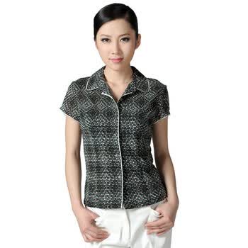应大女装 2012春夏新款 印花修身女士衬衣带领上衣 蓝色 170/92A