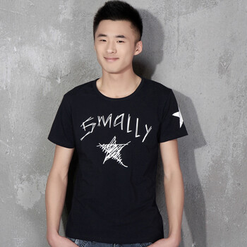AMH 韩国2012新款夏装男装短袖圆领印花T恤NR2037 藏蓝色 180/96A XL