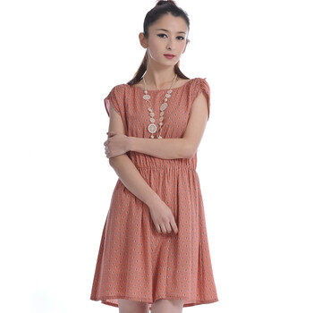 赛斯特 SISTER 2012新款蝙蝠袖小碎花连衣裙 R0551 桔色 CXXL