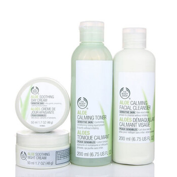 The Body Shop TBS美体小铺 芦荟套装(洁面乳200ml+爽肤水200ml+日霜50ml+晚霜50ml) 保湿舒缓抗敏