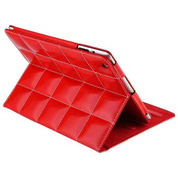 爱派（iPai） The new iPad/iPad3 炫彩亮格保护套 中国红 赠原装贴膜（3段卡位休眠唤醒）