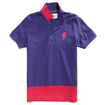 Giordano佐丹奴BSX Polo 男闪星植绒缤纷撞色珠地POLO 04012004 紫色 XL