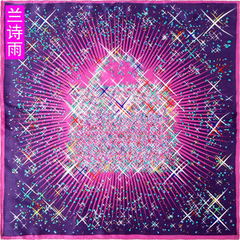兰诗雨星光璀璨100%真丝小方巾 女 LSY200079 洋红 均码