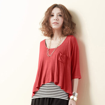 麦考林EUROMODA 女装 摩登都会W6舒适假两件 多色可选 F124220 红色02 L
