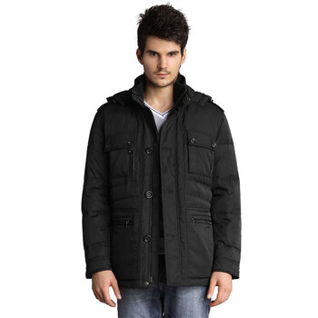 恒源祥 男士中长款 商务休闲中老年羽绒服9103 黑色1# 190/104A(XXXXL)