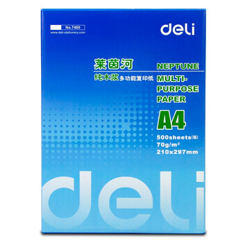 得力（Deli）7400-莱茵河复印纸A4 70g 500张/包 单包装