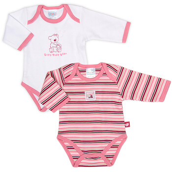 爱高玛 Acousma 2012新款婴儿连身衣 宝宝长袖三角爬服两件装 B4029 粉红 74码