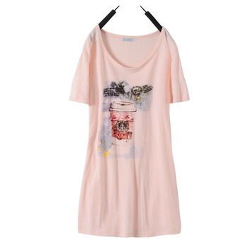 蕾曦 韩版夏装 孕妇短袖T恤 WML.水杯T恤 粉色 均码