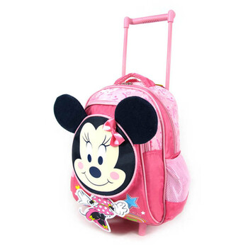 【迪士尼Disney】米奇米妮可爱幼儿拉杆包 玫红