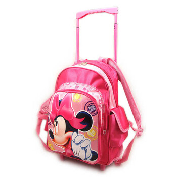 Disney/迪士尼 米奇米妮小学生拉杆书包男女款 玫红