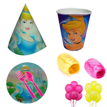 孩派HighParty生日派对用品套装/生日用品/生日派对/迪士尼公主6人基本装