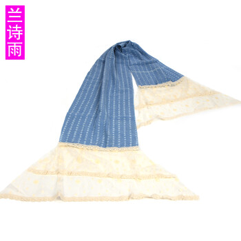 兰诗雨棉女士蕾丝围巾SBKD270026 米黄 均码