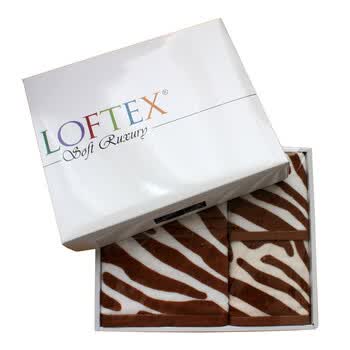 亚光LOFTEX斑马纹情趣抹胸加大厚毛巾毛圈浓密吸水好面浴礼品装（1浴2面） 棕色 套巾
