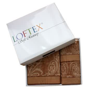 亚光LOFTEX波斯风情加厚吸水毛巾纯棉精密提花舒适高贵面浴礼品装（1浴2面） 棕色 套巾