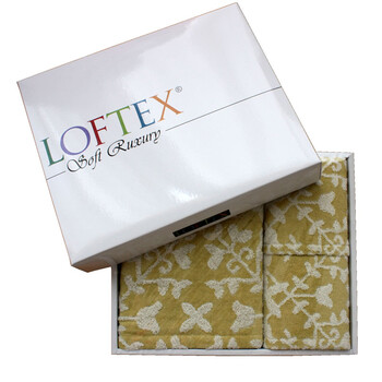 亚光LOFTEX花情绽放纯棉毛巾浴巾面浴礼品装（1浴2面） 黄色 套巾