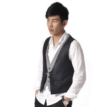 JIPU积普 时尚新款都市新英伦风西装马甲 9111055703 黑色 XXL