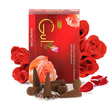 RAJ印度熏香 进口纯手工香薰香料 锥香塔香 情人玫瑰 40g*3小盒 缓解压力 178x