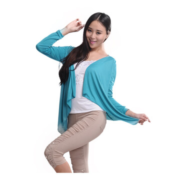 满200减60！WELADO维拉朵 2012新款夏无扣披肩款长袖开衫防晒衣 空调衫8002 蓝色 均码
