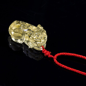 城市玉光精品黄水晶招财守财貔恘情侣吊坠