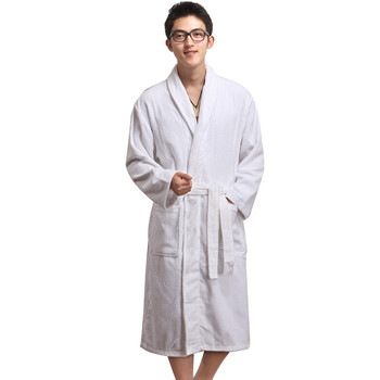 荻嘉茂 时尚舒适纯棉毛巾料浴袍/睡衣 djm100 翻领毛圈1210 白色 均码