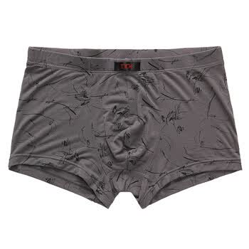 莱斯玛特 LESMART 2012新款男士内裤花纹印花莫代尔大码弹力平角内裤 MU1207 深灰色 XXXL
