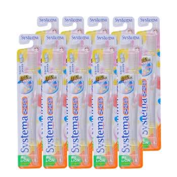 狮王LION 细齿洁晶彩牙刷（颜色随机） 10支装