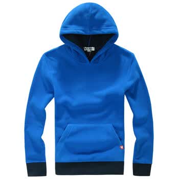 诠渡良品 2012新款外套学院风套头连帽休闲卫衣男#81725 宝蓝色 XXL