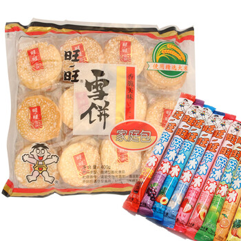 旺旺雪饼家庭包400g+旺旺碎冰冰78ml*5（碎冰9种口味，随机发放）