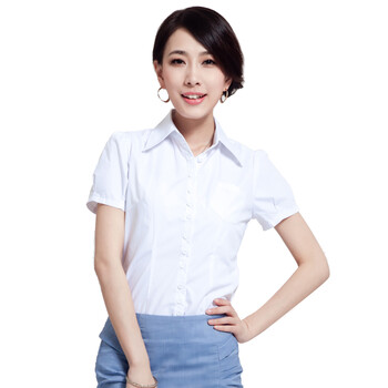 贝尚衣雅 2012夏新款职业OL通勤女士衬衫短袖韩版修身大码工作服衬衫 D0115白色 XXXL