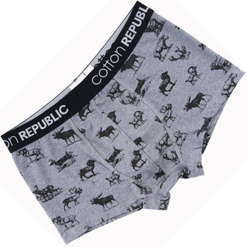 棉花共和国 Cotton Republic 动物世界 男士 平角内裤 01123116 花灰 XXL